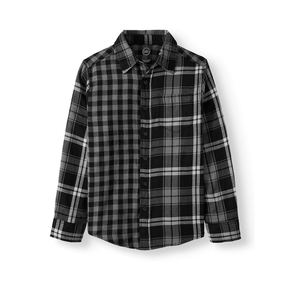 Wonder Nation Boys Long Sleeve Double Weave Button Down Shirt,